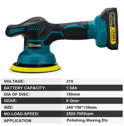 Lucidatrice Auto Elettrica 8 Marce Regolabili – Levigatrice Senza Fili con Display Digitale 7000RPM