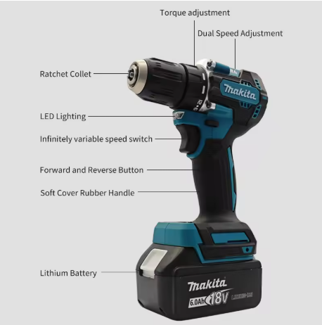 Trapano Avvitatore Elettrico Senza Spazzole 18V – Potente, Ricaricabile e con Luce LED Integrata