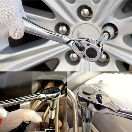Set di Bussole e Cricchetto Professionale 21 Pezzi – 72D Drive 1/4”-3/8”-1/2” per Riparazioni Auto e Officina
